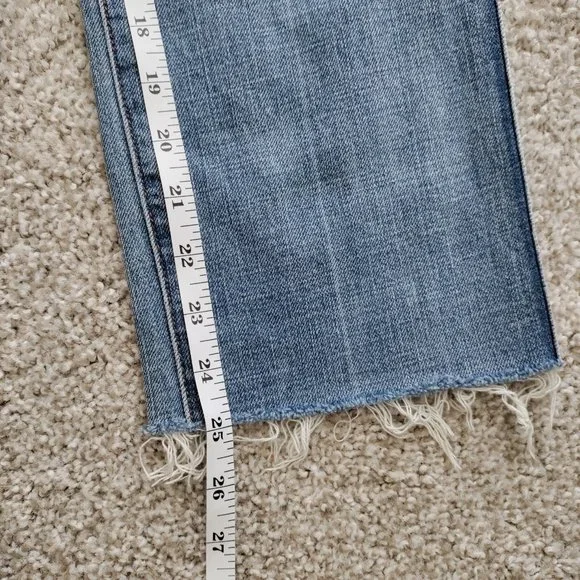 J. Crew Vintage Straight Raw Frayed Jeans High Rise Destroy Size 28R - Picture 13 of 15